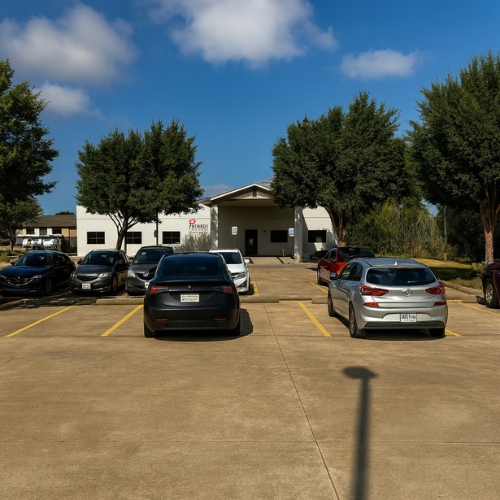 Happy woman holding purple flowers